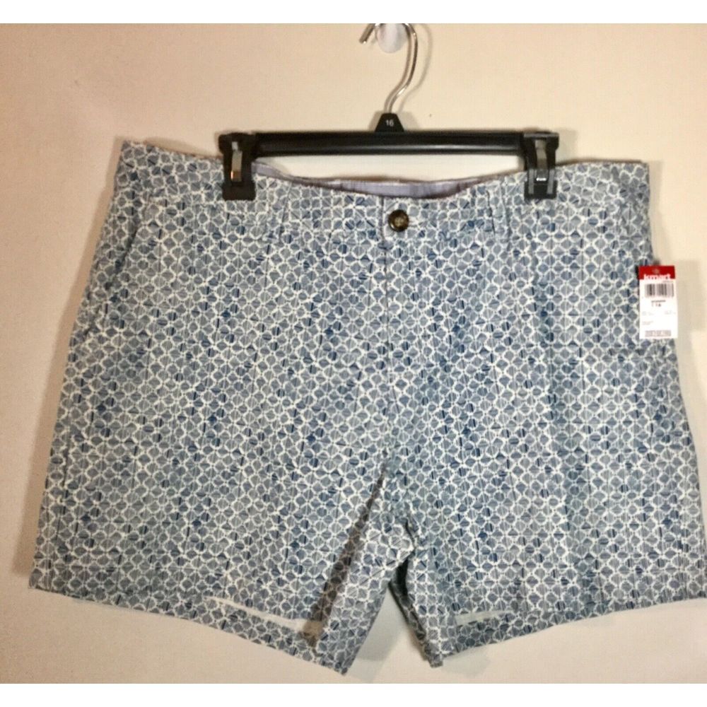 NWT Attention size 16‎ M short shorts stretch blue white womans cotton blend new